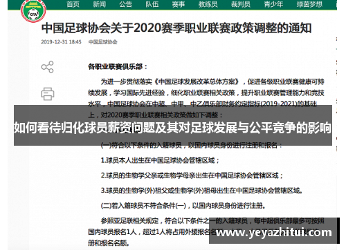 如何看待归化球员薪资问题及其对足球发展与公平竞争的影响